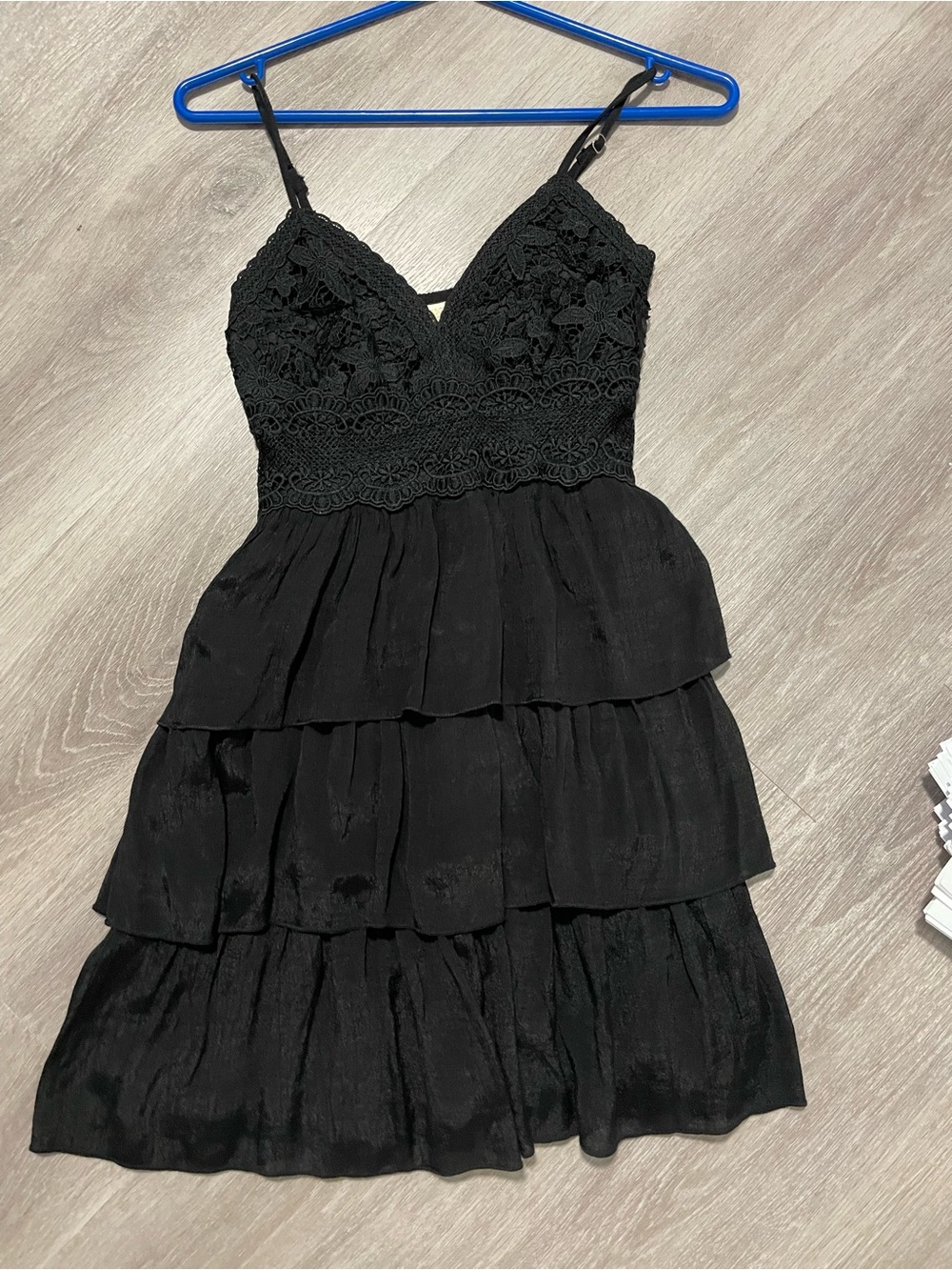 Rebellion Black Lace Smocked Mini with Spaghetti Straps
